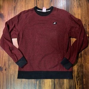 Nike men’s crewneck, Maroon with Black trim on neck and sleeve SIZE MEDIUM